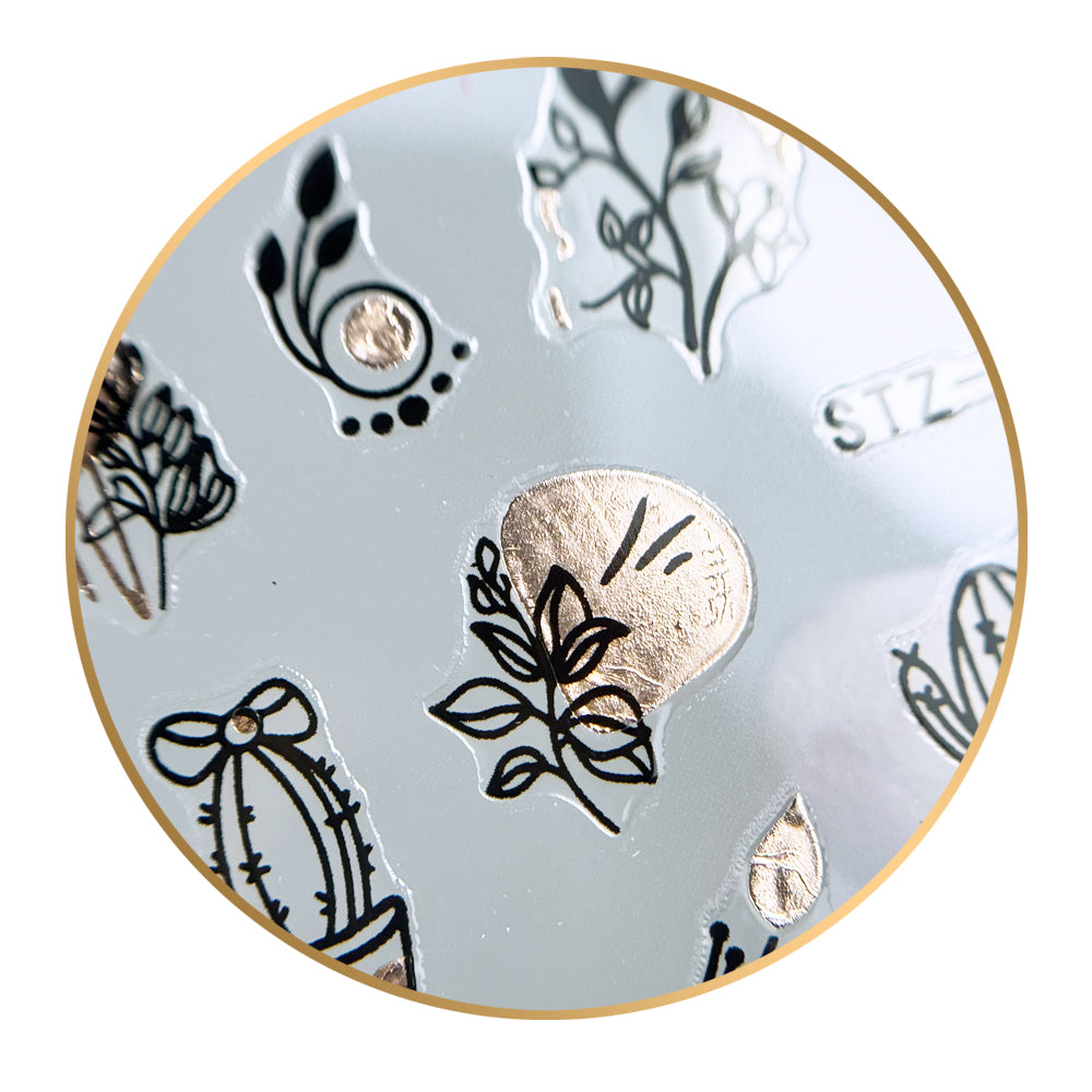 Noriko Ready2Stick - Plants & Hearts in Black & Rose Gold