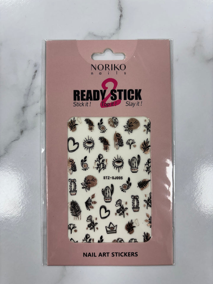 Noriko Ready2Stick - Plants & Hearts in Black & Rose Gold