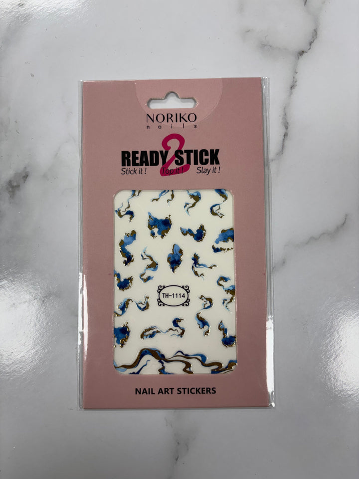 Noriko Ready2Stick - Abstract Waves in Blue & Gold