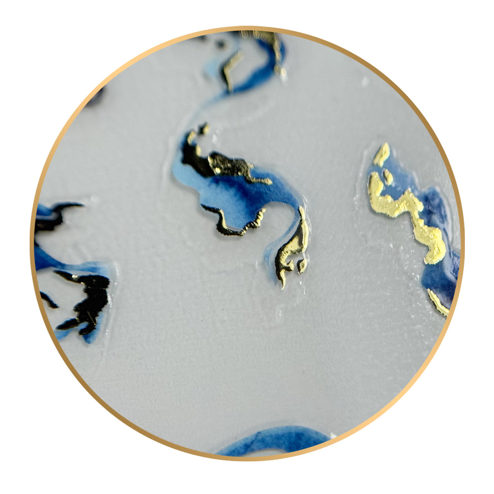 Noriko Ready2Stick - Abstract Waves in Blue & Gold