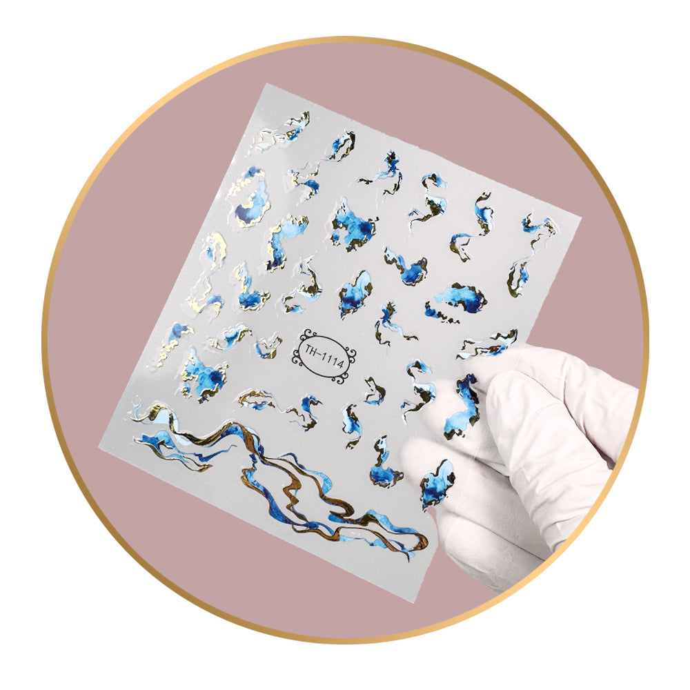 Noriko Ready2Stick - Abstract Waves in Blue & Gold